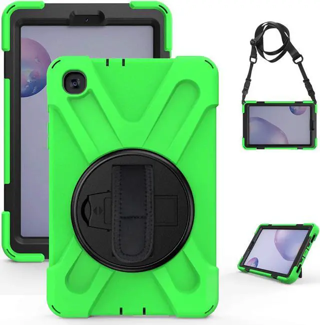 Alt view image 5 of 7 - Galaxy Tab A 8.4 Case, T307/T307U 2020, Heavy Duty Shockproof Durable Case, Stand, Handstrap, Carrying Strap Sling for Samsung Galaxy Tab A 8.4 SM-T307 SM-T307U SMT307 (Shield Green)