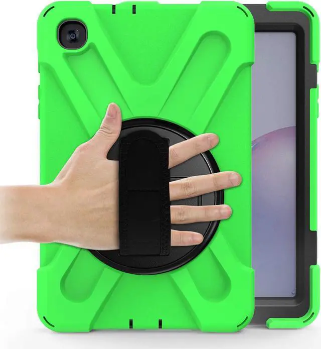 Alt view image 2 of 7 - Galaxy Tab A 8.4 Case, T307/T307U 2020, Heavy Duty Shockproof Durable Case, Stand, Handstrap, Carrying Strap Sling for Samsung Galaxy Tab A 8.4 SM-T307 SM-T307U SMT307 (Shield Green)