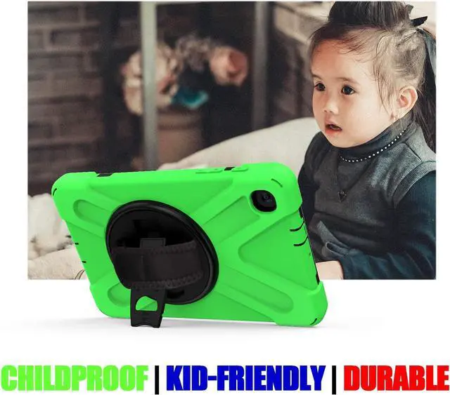 Alt view image 7 of 7 - Galaxy Tab A 8.4 Case, T307/T307U 2020, Heavy Duty Shockproof Durable Case, Stand, Handstrap, Carrying Strap Sling for Samsung Galaxy Tab A 8.4 SM-T307 SM-T307U SMT307 (Shield Green)