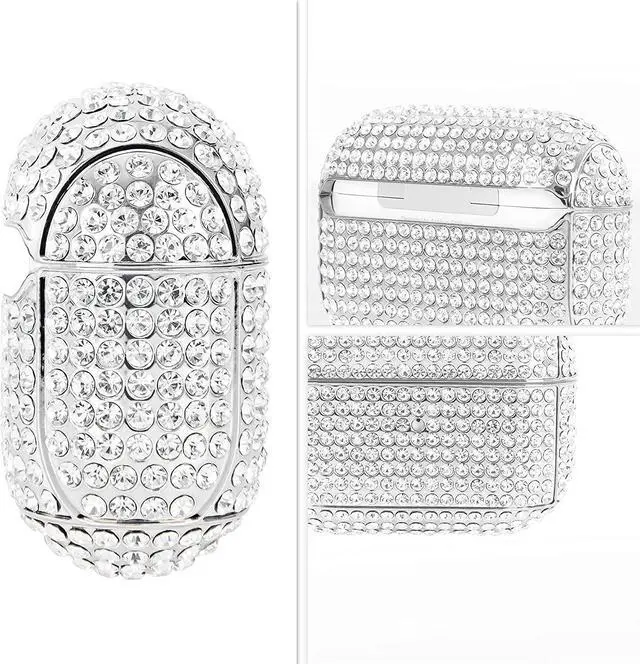 Alt view image 2 of 6 - Premium Protection Diamond Case Cover Anti-Scratch Full-Body Slim and Lightweight for Apple Airpod Charging Case Compatible with Airpod Pro (Silver)