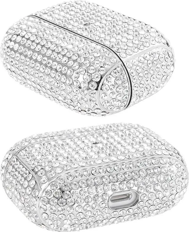 Alt view image 6 of 6 - Premium Protection Diamond Case Cover Anti-Scratch Full-Body Slim and Lightweight for Apple Airpod Charging Case Compatible with Airpod Pro (Silver)