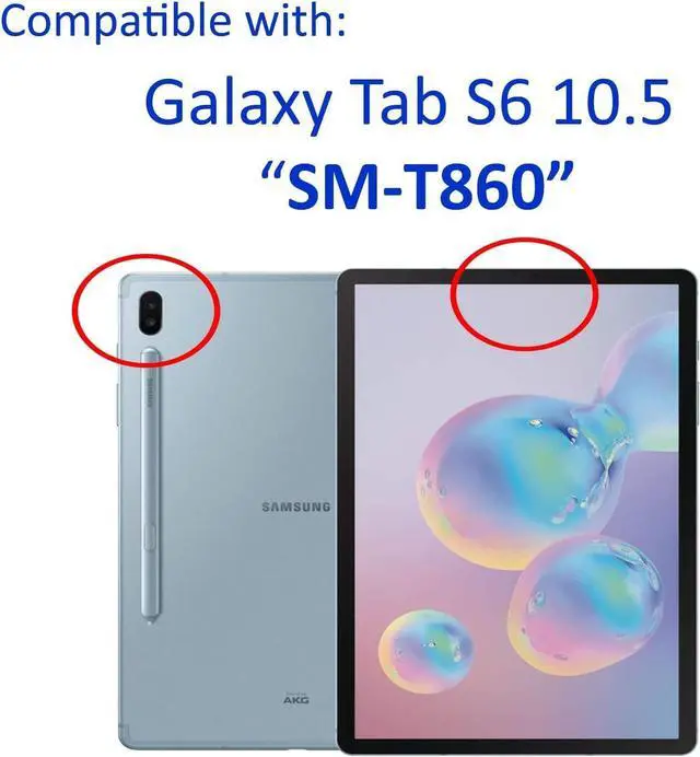Alt view image 4 of 4 - Galaxy Tab S6 10.5 Case T860 2019, Heavy Duty Case Tempered Glass Screen Protector Cover Kickstand Handle Carrying Sling Strap for Samsung Galaxy Tab S6 10.5 T860 T865 (Black)