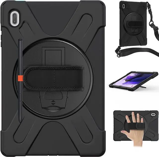 Alt view image 2 of 3 - Galaxy Tab S7 FE SM-T730 Case, Shockproof Heavy Duty Impact Drop Protection Case Cover with Shoulder Strap for Samsung Galaxy Tab S7 FE (2021) T730 (Black)