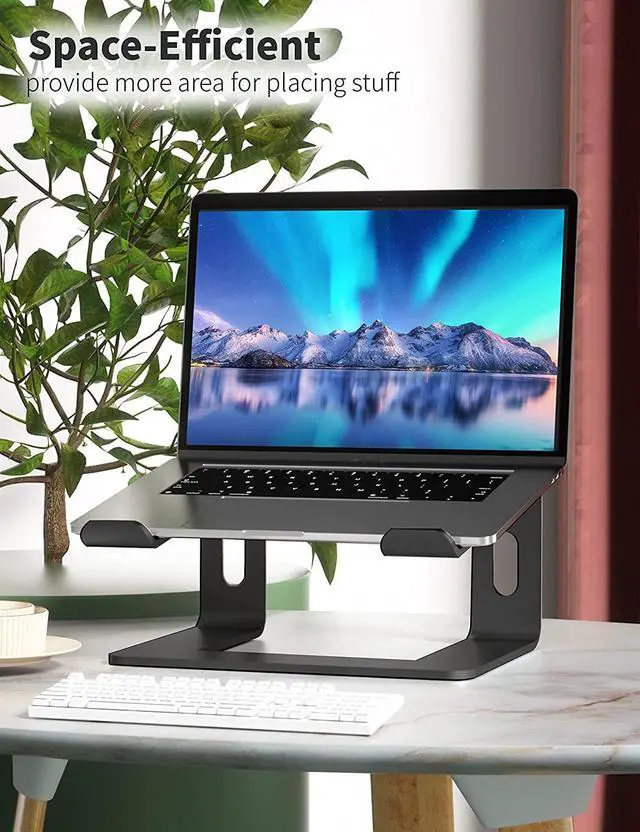 Alt view image 6 of 7 - Laptop Stand, Aluminum Computer Riser, Ergonomic Laptops Elevator for Desk, Metal Holder Compatible with 10 to 15.6 Inches Notebook Computer, Black