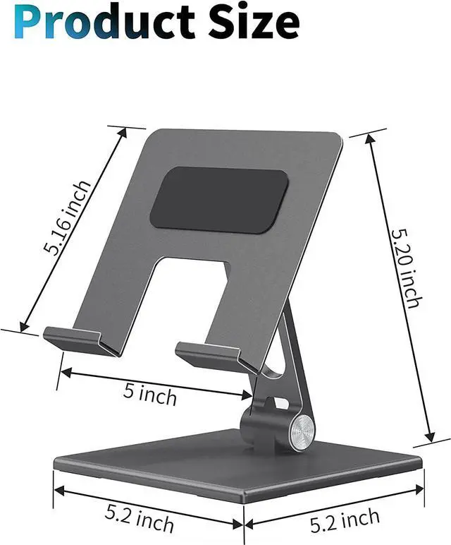 Alt view image 3 of 7 - Tablet Stand for Desk, Stable Tablet Holder with Heavy and Thickened Metal Base for Large Tablet Device, Multi-Angles Adjustable and Foldable, Universal Supports 4-13.3 Inches Tablet, Gray