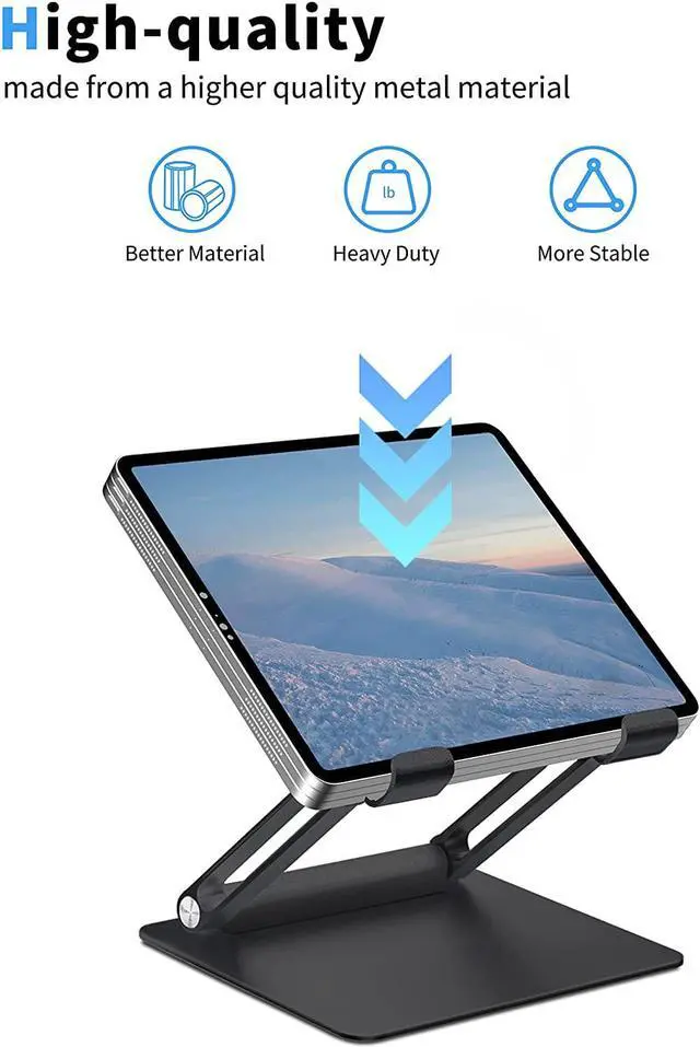 Alt view image 3 of 7 - Tablet Stand for Desk, Multi-Angle Adjustable Tablet Holder, Foldable Portable Ergonomic Design, Premium Metal Tablet Riser Compatible with 7 to 13.3 Inches Tablets, Black