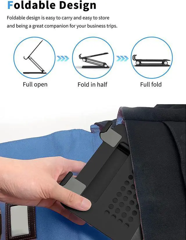 Alt view image 4 of 7 - Tablet Stand for Desk, Multi-Angle Adjustable Tablet Holder, Foldable Portable Ergonomic Design, Premium Metal Tablet Riser Compatible with 7 to 13.3 Inches Tablets, Black
