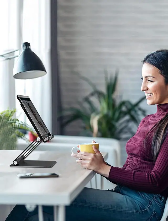 Alt view image 7 of 7 - Tablet Stand for Desk, Multi-Angle Adjustable Tablet Holder, Foldable Portable Ergonomic Design, Premium Metal Tablet Riser Compatible with 7 to 13.3 Inches Tablets, Black