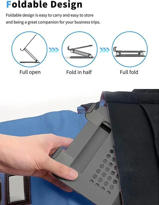 Alt view image 4 of 7 - Tablet Stand for Desk, Multi-Angle Adjustable Tablet Holder, Foldable Portable Ergonomic Design, Premium Metal Tablet Riser Compatible with 7 to 13.3 Inches Tablets, Gray