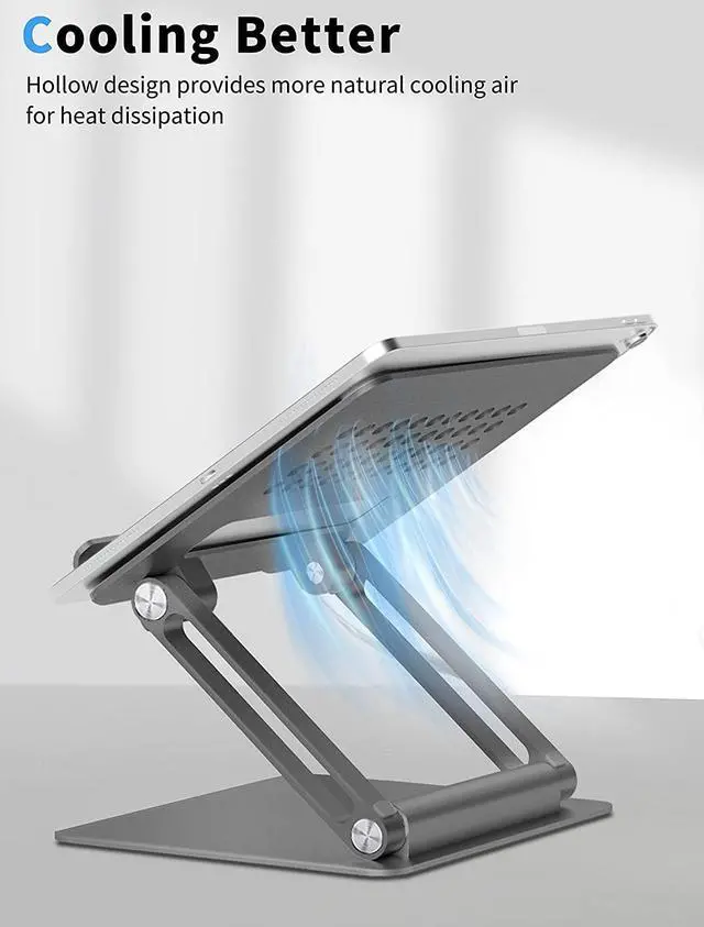 Alt view image 6 of 7 - Tablet Stand for Desk, Multi-Angle Adjustable Tablet Holder, Foldable Portable Ergonomic Design, Premium Metal Tablet Riser Compatible with 7 to 13.3 Inches Tablets, Gray