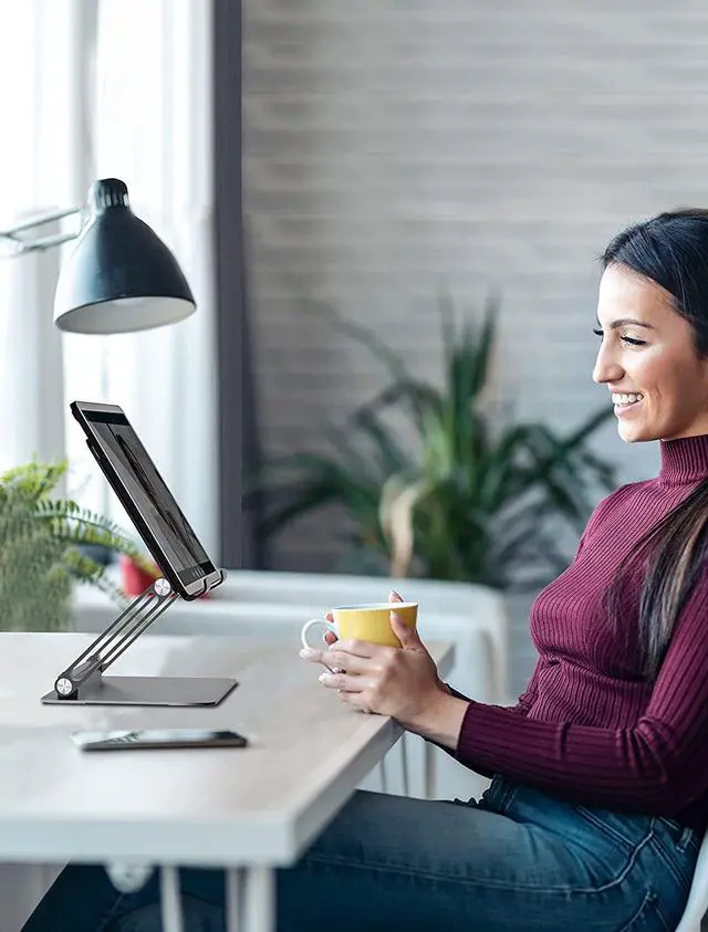 Alt view image 7 of 7 - Tablet Stand for Desk, Multi-Angle Adjustable Tablet Holder, Foldable Portable Ergonomic Design, Premium Metal Tablet Riser Compatible with 7 to 13.3 Inches Tablets, Gray