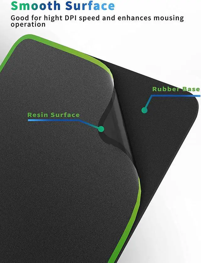 Alt view image 2 of 7 - Mouse Pad for Optical Mice Fast DPI Speed, Waterproof Computer Mouse Mat with Ultra-Smooth Surface, Anti-Slip Rubber Base, Portable Mousepad for Gaming Office, 10 × 7.8 Inches, Black