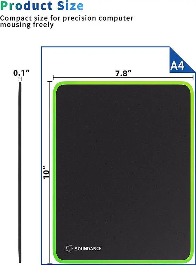 Alt view image 4 of 7 - Mouse Pad for Optical Mice Fast DPI Speed, Waterproof Computer Mouse Mat with Ultra-Smooth Surface, Anti-Slip Rubber Base, Portable Mousepad for Gaming Office, 10 × 7.8 Inches, Black