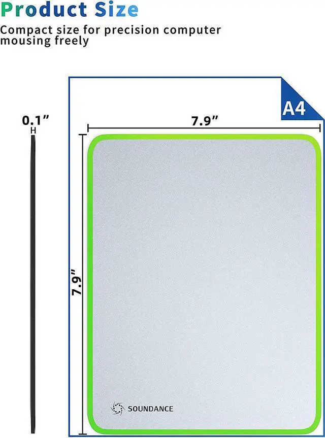 Alt view image 4 of 7 - Mouse Pad for Optical Mice Fast DPI Speed, Waterproof Computer Mouse Mat with Ultra-Smooth Surface, Anti-Slip Rubber Base, Portable Mousepad for Gaming Office, 10 × 7.8 Inches, Silver
