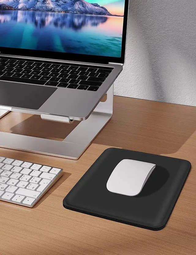 Alt view image 5 of 7 - Small Mouse Pad, Thick Cushioned Mousepad, Wrist Rest Support for Pain Relieving, Made of Soft Comfortable Foam, Ergonomic Mouse Mat with Non-Slip Rubber Base, 7 x 8.5 Inches, Black