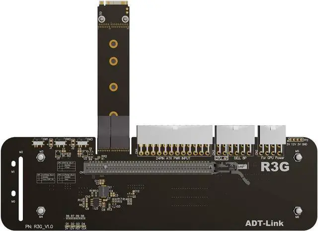 Main image of ADT-Link M.2 Key M NVMe External Graphics Card Stand Bracket with PCIe3.0 x4 Riser Cable 25cm 50cm 32Gbs for ITX STX NUC VEGA64 GTX1080ti (25CM,R43SG)