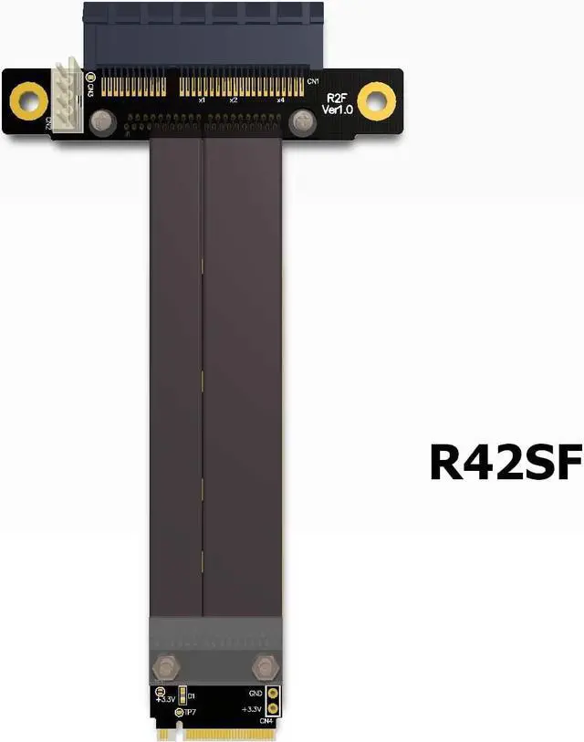 Alt view image 4 of 7 - ADT-LINK Riser PCIe X4 3.0 PCI-E 4X to M.2 NGFF NVMe M Key 2280 Riser Card Gen3.0 Cable M2 Key-M PCI-Express Extension Cord 32G/BPS (15CM,R42SF)
