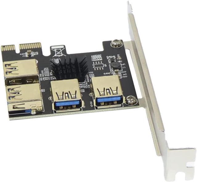 Main image of PCI-E 1x to 16x Riser Card PCI-Express 1 to 4 Slot PCIe USB3.0 Splitter 1 to 4 Adapter GPU Riser Card for BTC Bitcoin Miner Mining (PCIE 1 to 4USB Card Black)