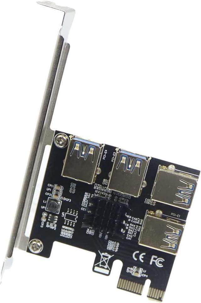 Alt view image 2 of 5 - PCI-E 1x to 16x Riser Card PCI-Express 1 to 4 Slot PCIe USB3.0 Splitter 1 to 4 Adapter GPU Riser Card for BTC Bitcoin Miner Mining (PCIE 1 to 4USB Card Black)