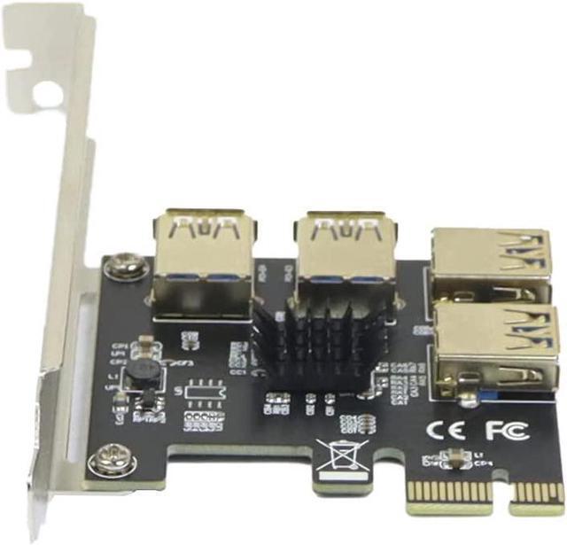 Alt view image 4 of 5 - PCI-E 1x to 16x Riser Card PCI-Express 1 to 4 Slot PCIe USB3.0 Splitter 1 to 4 Adapter GPU Riser Card for BTC Bitcoin Miner Mining (PCIE 1 to 4USB Card Black)