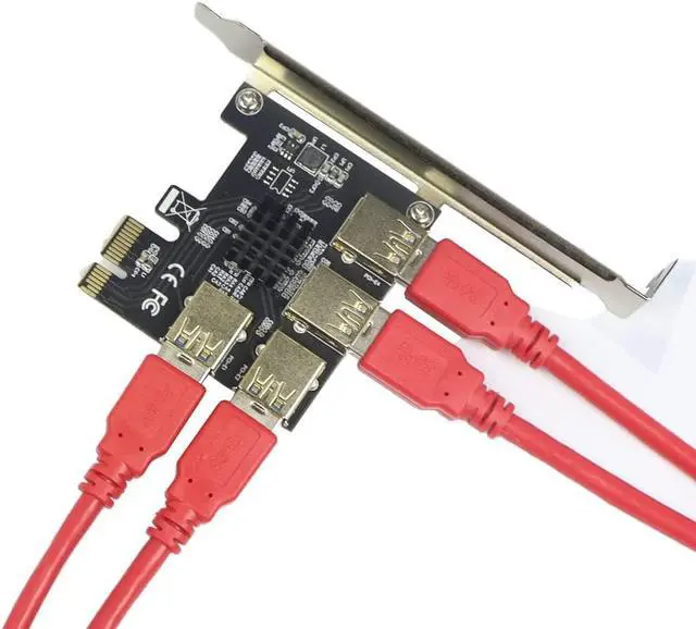 Alt view image 3 of 5 - PCI-E 1x to 16x Riser Card PCI-Express 1 to 4 Slot PCIe USB3.0 Splitter 1 to 4 Adapter GPU Riser Card for BTC Bitcoin Miner Mining (PCIE 1 to 4USB Kit)
