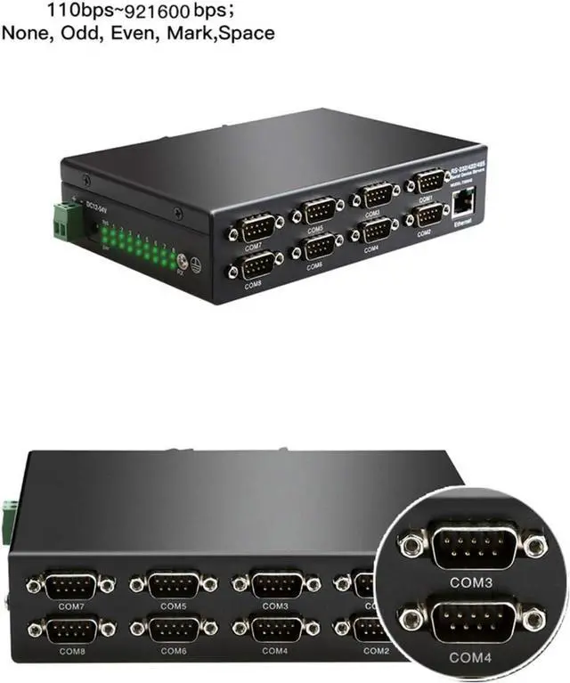 Alt view image 5 of 7 - 8 Ports RS232 RS485 RS422 to Ethernet TCP/IP Converter Multiple Serial Device Server Switch Modbus Gateway