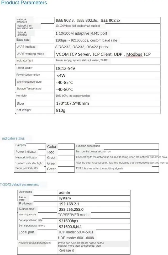Alt view image 7 of 7 - 8 Ports RS232 RS485 RS422 to Ethernet TCP/IP Converter Multiple Serial Device Server Switch Modbus Gateway