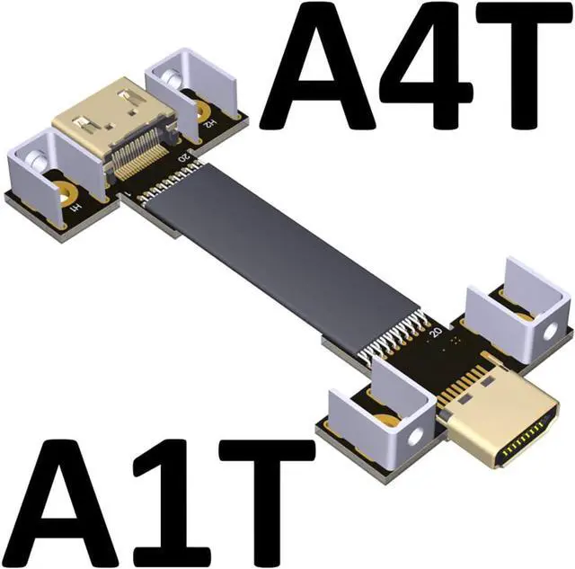 Alt view image 2 of 3 - ADT-LINK Flat Slim Angled Standard HDMI 2.0 Male/Female to HDMI 2.0 Male/Female 20 pin FFC FPC Flat Ribbon Elbow Cable 2K/144hz 4K/60Hz for HDTV AV Aerial Photography A1 (25cm,A1T-A4T)
