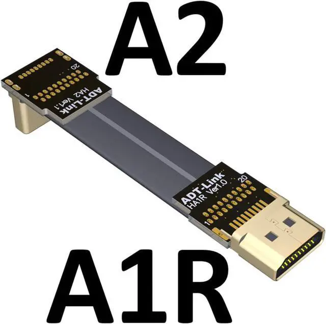 Alt view image 2 of 4 - ADT-LINK Flat Slim Angled Standard HDMI 2.0 Male/Female to HDMI 2.0 Male/Female 20 pin FFC FPC Flat Ribbon Elbow Cable 2K/144hz 4K/60Hz for HDTV AV Aerial Photography A1 (1.5m,A1R-A2)