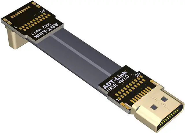 Main image of ADT-LINK Flat Slim Angled Standard HDMI 2.0 Male/Female to HDMI 2.0 Male/Female 20 pin FFC FPC Flat Ribbon Elbow Cable 2K/144hz 4K/60Hz for HDTV AV Aerial Photography A1 (1.5m,A1R-A2)