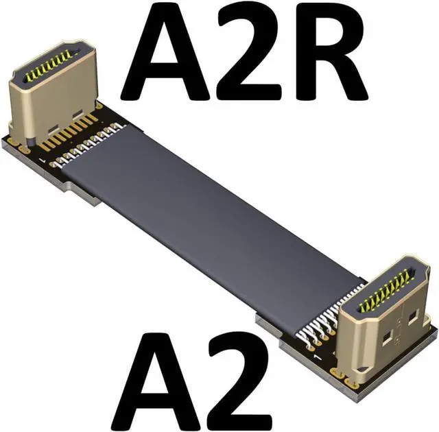 Alt view image 2 of 3 - ADT-LINK Flat Slim Angled Standard HDMI 2.0 Male/Female to HDMI 2.0 Male/Female 20 pin FFC FPC Flat Ribbon Elbow Cable 2K/144hz 4K/60Hz for HDTV AV Aerial Photography A1 (1.5m,A2-A2R)