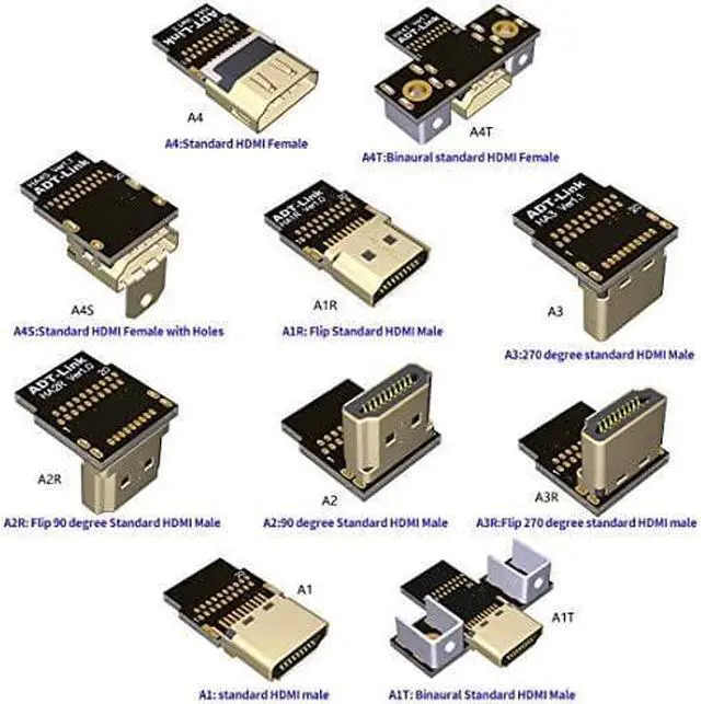 Alt view image 3 of 3 - ADT-Link Flat Slim Angled Standard HDMI 2.0 Male/Female to HDMI 2.0 Male/Female 20 pin FFC FPC Flat Ribbon Elbow Cable 2K/144hz 4K/60Hz for HDTV AV Aerial Photography A1 (2m,A3-A3R)