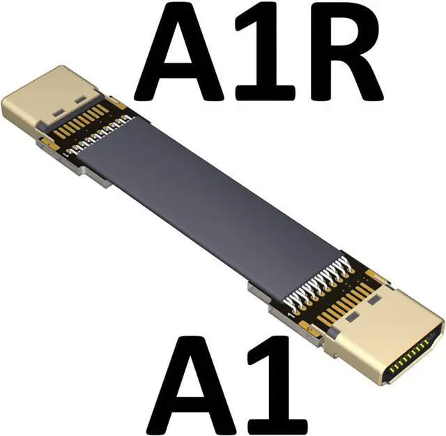 Alt view image 2 of 4 - ADT-LINK Flat Slim Angled Standard HDMI 2.0 Male/Female to HDMI 2.0 Male/Female 20 pin FFC FPC Flat Ribbon Elbow Cable 2K/144hz 4K/60Hz for HDTV AV Aerial Photography A1 (1.3m,A1R-A1)