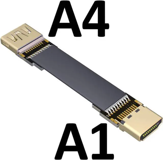 Alt view image 2 of 4 - ADT-LINK Flat Slim Angled Standard HDMI 2.0 Male/Female to HDMI 2.0 Male/Female 20 pin FFC FPC Flat Ribbon Elbow Cable 2K/144hz 4K/60Hz for HDTV AV Aerial Photography A1 (1.5m,A1-A4)