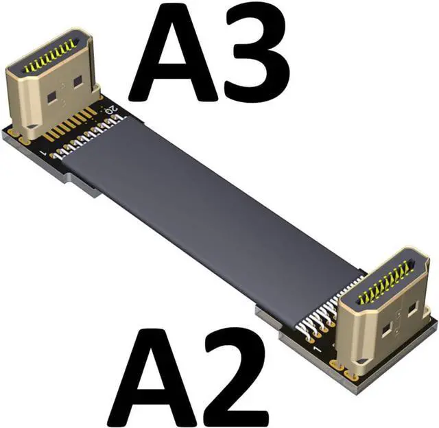 Alt view image 2 of 4 - ADT-LINK Flat Slim Angled Standard HDMI 2.0 Male/Female to HDMI 2.0 Male/Female 20 pin FFC FPC Flat Ribbon Elbow Cable 2K/144hz 4K/60Hz for HDTV AV Aerial Photography A1 (1m,A2-A3)