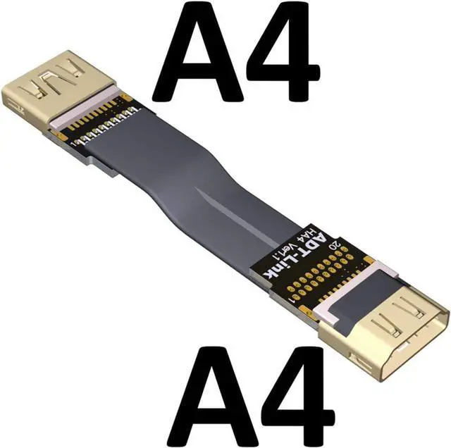 Alt view image 2 of 3 - ADT-LINK Flat Slim Angled Standard HDMI 2.0 Male/Female to HDMI 2.0 Male/Female 20 pin FFC FPC Flat Ribbon Elbow Cable 2K/144hz 4K/60Hz for HDTV AV Aerial Photography A1 (1.5m,A4-A4)