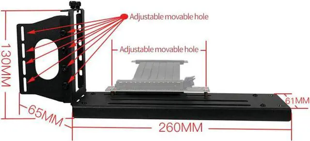 Alt view image 2 of 7 - Vertical Graphics Card Holder Bracket Multiple Slots Adjustable Support with GPU Mount Video Card VGA Support Kit (Black,3-Holes)