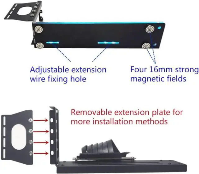 Alt view image 4 of 5 - Vertical Graphics Card Holder Bracket Multiple Slots Adjustable Support with GPU Mount Video Card VGA Support Kit (White,2-Holes)