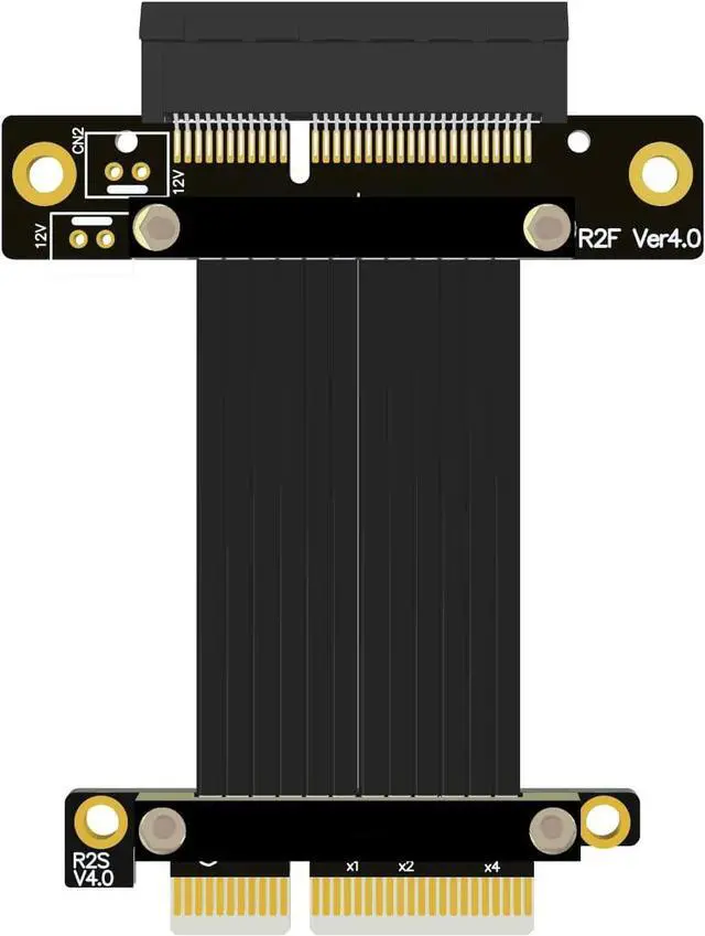Alt view image 4 of 5 - PCIe 4X to 4X Riser Cable GEN4 PCI-Express 4.0 X4 Extension Cable 90/180 Degree GPU Riser Vertical Mount for USB Adapter Network Card Capture Card Bitcoin Miner (15CM,R22SF)