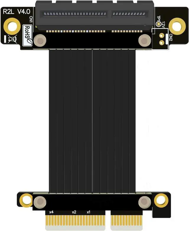 Main image of PCIe 4X to 4X Riser Cable GEN4 PCI-Express 4.0 X4 Extension Cable 90/180 Degree GPU Riser Vertical Mount for USB Adapter Network Card Capture Card Bitcoin Miner (25CM,R22SL)