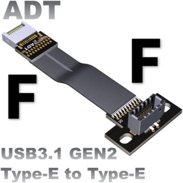 Alt view image 3 of 6 - ADT-Link USB3.1 GEN2 Type-E to Type-E Extension Cable Internal USB 3.1 E Type Male to Female Cable w Screw Holes for Motherboard (20 CM)