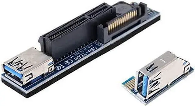 Alt view image 6 of 7 - Add On Cards PCI Express X1 to X4 USB 3.0 Adapter Raiser Extender PCIE Riser Card USB3.0 PCI-E SATA Expansion Card Raiser