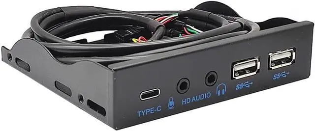 Alt view image 6 of 6 - 3.5in USB3.2 Gen2 Floppy Drive Front Panel 10Gbps with Audio Port USB-C Port 19Pin/9Pin Suitable for Type-E Interface 3.5in Floppy Disk Bay (with USB 2.0 9Pin)