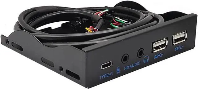 Alt view image 4 of 6 - 3.5in USB3.2 Gen2 Floppy Drive Front Panel 10Gbps with Audio Port USB-C Port 19Pin/9Pin Suitable for Type-E Interface 3.5in Floppy Disk Bay (with USB 2.0 9Pin)