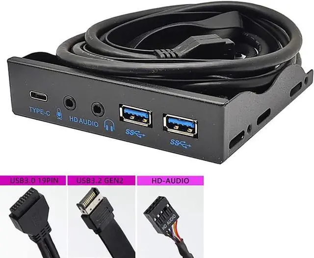 Alt view image 2 of 6 - 3.5in USB3.2 Gen2 Floppy Drive Front Panel 10Gbps with Audio Port USB-C Port 19Pin/9Pin Suitable for Type-E Interface 3.5in Floppy Disk Bay (with USB 3.0 19Pin)
