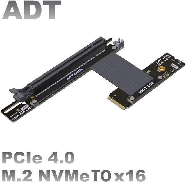 Alt view image 2 of 7 - ADT-LINK M.2 NVMe Key M to PCI Express 4.0 x16 Extender Adapter Cable Support M.2 NVMe SSD for GPU Graphics Video Cards with Sata Power Cable 64G/BPS (25cm,R43UH 4.0)