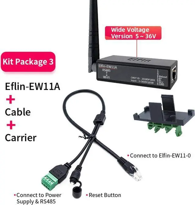 Alt view image 2 of 7 - HF Smallest Elfin-EW11/Elfin-EW11A-0 Wireless Networking Devices Modbus TPC IP Function RJ45 RS485 to WiFi Serial Server (EW11A-0 Whole Set)