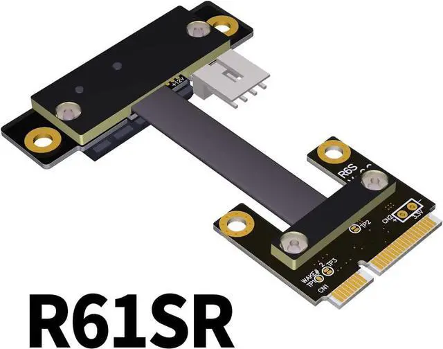 Alt view image 2 of 6 - ADT-LINK Riser PCIe 1x PCI-E x1 to Mini PCIe Half mPCIe Riser Adapter Card Elbow Design Gen3.0 Cable 8Gbps Mini PCI-E 1 PCI-Express (40cm,R61SR)