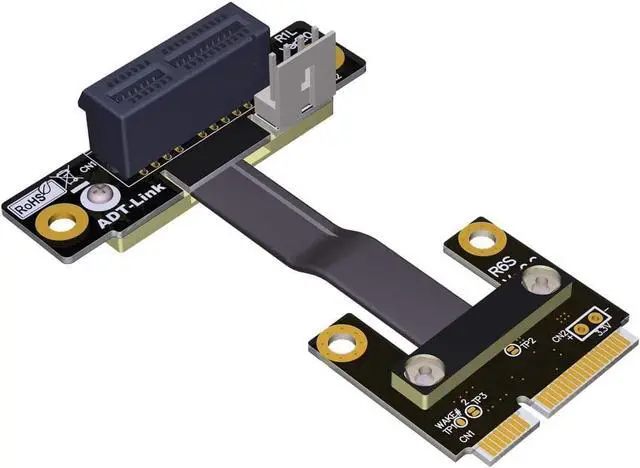 Main image of ADT-LINK Riser PCIe 1x PCI-E x1 to Mini PCIe Half mPCIe Riser Adapter Card Elbow Design Gen3.0 Cable 8Gbps Mini PCI-E 1 PCI-Express (5cm,R61SL)