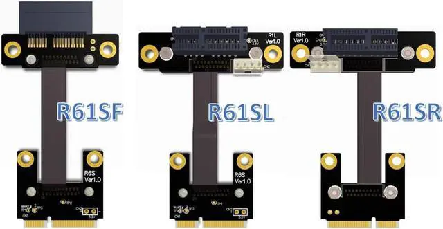 Alt view image 7 of 7 - ADT-LINK Riser PCIe 1x PCI-E x1 to Mini PCIe Half mPCIe Riser Adapter Card Elbow Design Gen3.0 Cable 8Gbps Mini PCI-E 1 PCI-Express (25cm,R61SL)